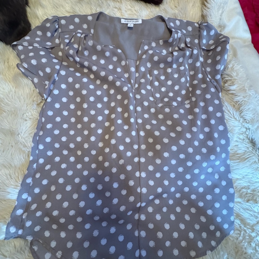 41 Hawthorn Taupe Polka Dot Blouse